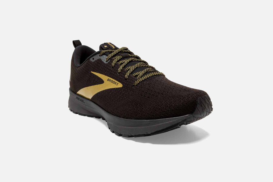 Brooks Revel 4 Road Running Shoes Mens Black/Gold 658371-GFE